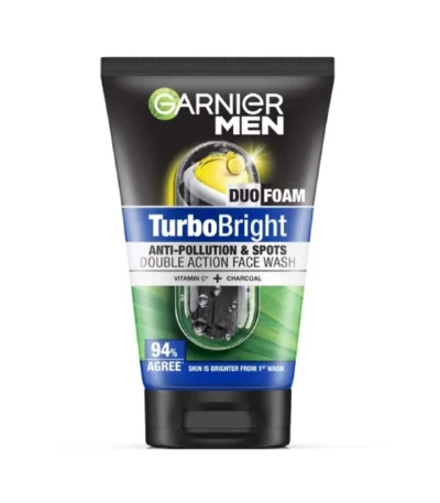 Garnier Men Turbo Bright Double Action Face Wash, 100ml