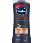Vaseline®MEN SPF 10 Even Tone Body Lotion is tailor-made for men's skin care, to provide real moisturising for uneven and dry skin Light, fast absorbing moisturising lotion with a non-greasy feel Don't suffer dry, patchy skin. Use Vaseline®moisturising body lotion as part of your daily grooming routine Vaseline®'s hydrating body lotion calms and soothes dry, irritated skin leaving your skin feeling cool and smooth
