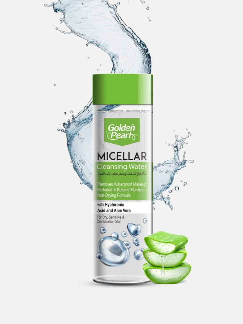 Golden pearl micellar cleansing water with hyaluronic acid & aloe veraa