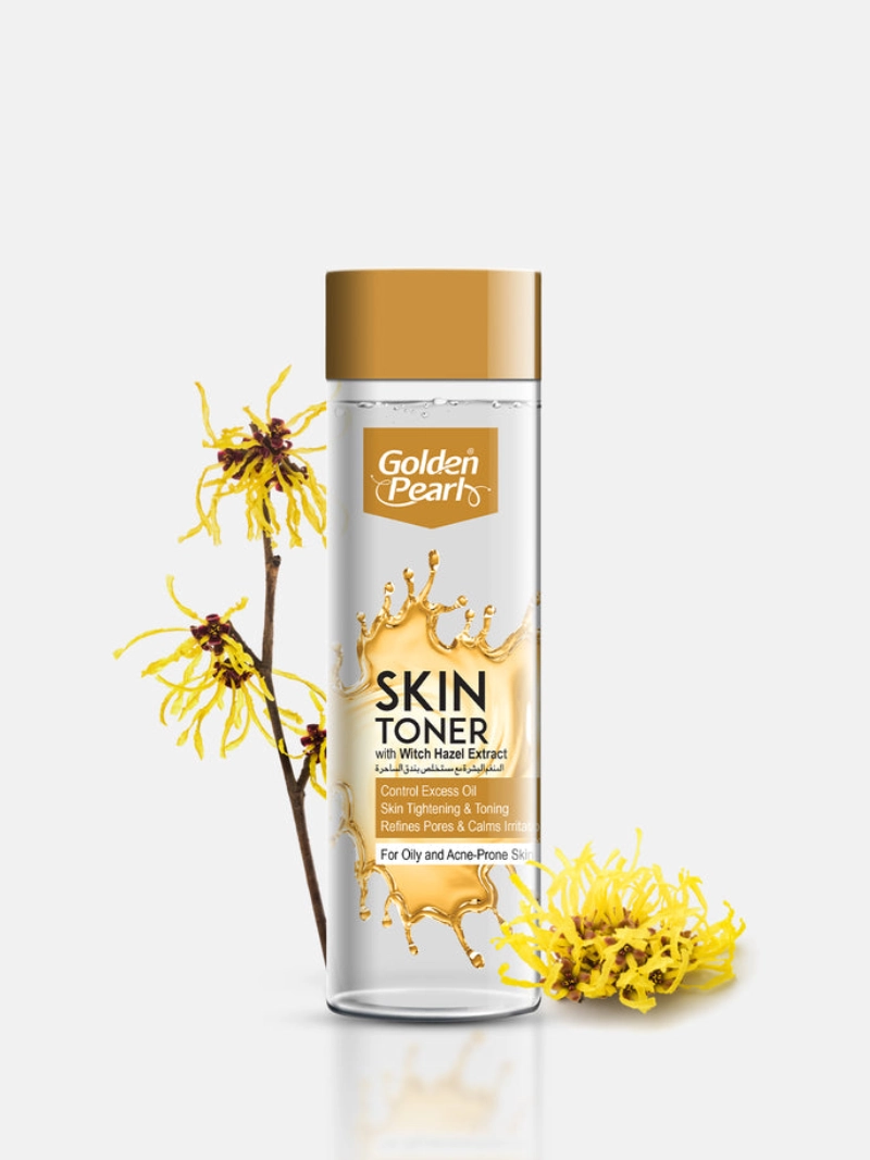 Golden pearl skin toner with witch hazel extracts