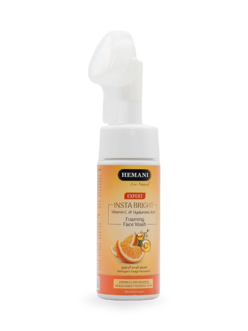 Hemani expert insta bright vitamin c hyaluronic acid foaming face wash