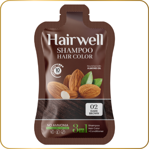 Hairwell Shampoo Hair Color (Dark Brown) Sachet