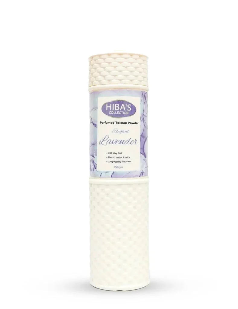 hiba's elegant lavender perfumed talcum powder