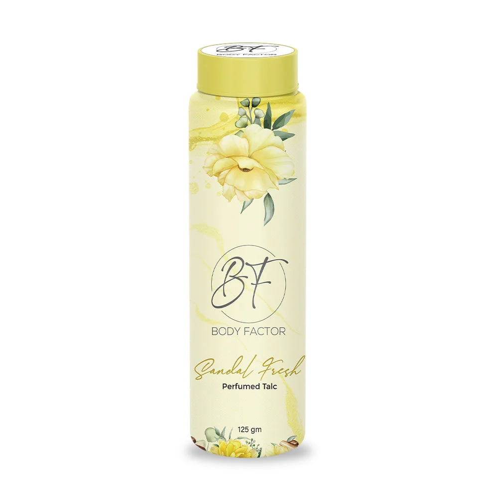 delesh body factor sandal fresh perfumed talcum powder