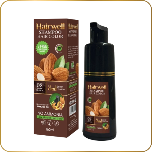 hairwell shampoo hair color (dark brown) bottle