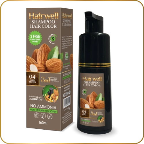 hairwell shampoo hair color (light browm) bottle