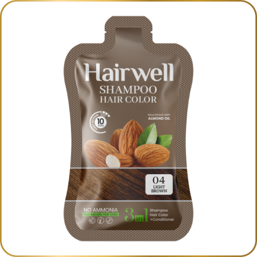 hairwell shampoo hair color (light brown) sachet