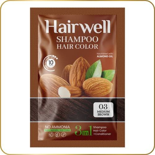 hairwell shampoo hair color (medium Brown) sachet