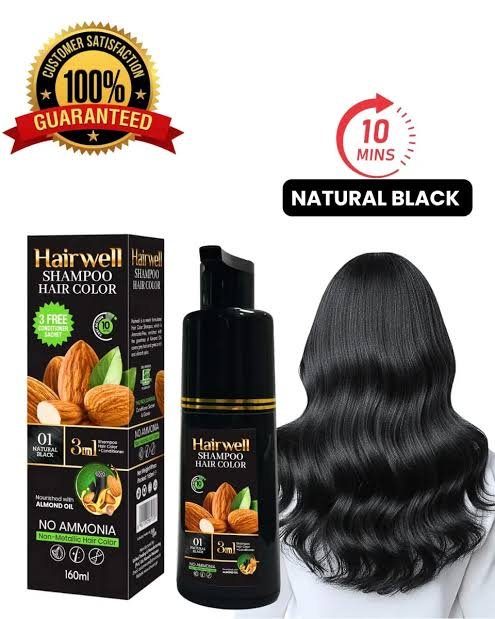 hairwell shampoo hair color (natural black) bottle