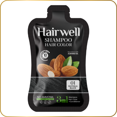 hairwell shampoo hair color (natural black) sachet