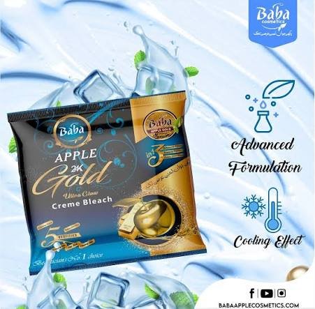 baba cosmetics apple 24k gold creme bleach (blue)