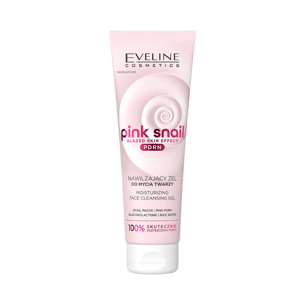 eveline pink snail glazed skin effect pdrn moisturizing cleansing face gel