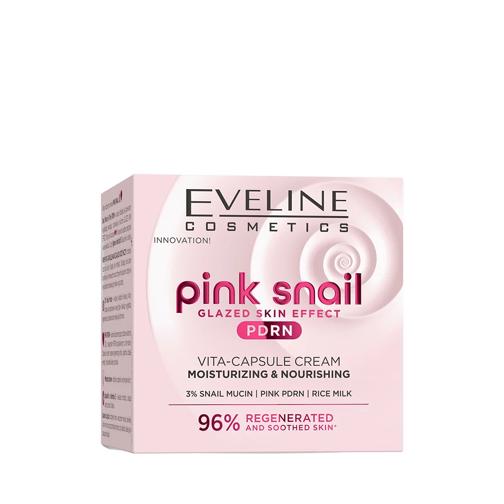 eveline pink snail glazed skin effect pdrn moisturizing & nourishing capsule cream